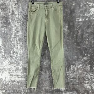 MOTHER Sz 29 High Waisted Looker Ankle Fray Skinny Jeans Green Denim Pants